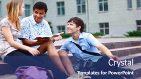  Presentation with steps - Beautiful PPT layouts featuring group students outside sitting backdrop and a  colored foreground