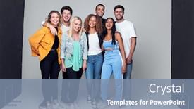  Presentation with multi cultural - Slides having group-studio-photo-shoot background and a seafoam green colored foreground