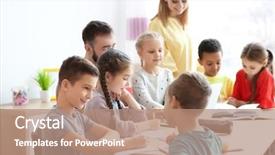  Presentation with teachers - Cool new presentation with group study - teachers helping children with homework backdrop and a coral colored foreground