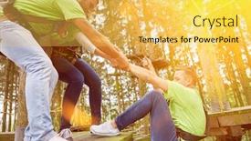  Presentation with team building - PPT layouts featuring group-together-climbing background and a yellow colored foreground