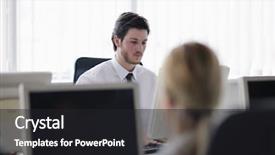  Presentation with education training - Slide deck with group with headphones giving support background and a dark gray colored foreground