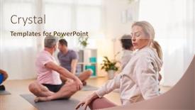  Presentation with community center - Amazing slides having group-with-teacher-sitting backdrop and a sky blue colored foreground