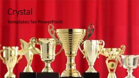  Presentation with stage - Presentation design consisting of group with trophy in front background and a  colored foreground