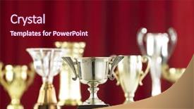  Presentation with trophy - Amazing presentation theme having awards trophies - group with trophy in front backdrop and a wine colored foreground