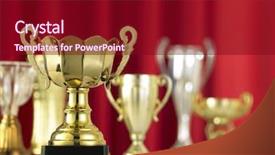  Presentation with trophy - Presentation theme enhanced with group with trophy in front background and a crimson colored foreground