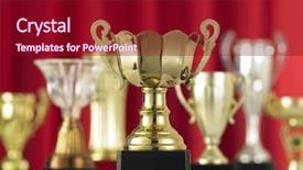  Presentation with stage - Slide set with group with trophy in front background and a crimson colored foreground