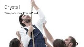  Presentation with companion - Beautiful slides featuring group workers help the companion to climb up backdrop and a white colored foreground