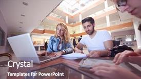  Presentation with working together - Slide set having group working on school project background and a violet colored foreground