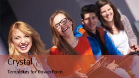  Presentation with working together - Audience pleasing slide set consisting of group working on school project backdrop and a red colored foreground