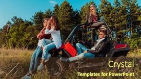  Presentation with people enjoying - Theme featuring group-young-happy-people-enjoying background and a tawny brown colored foreground