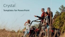  Presentation with driving road - Slide set featuring group-young-happy-people-enjoying background and a lemonade colored foreground