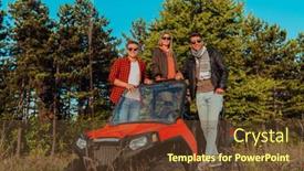  Presentation with people enjoying - Slide set with group-young-happy-people-enjoying background and a tawny brown colored foreground