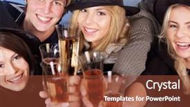  Presentation with drinking alcohol - Theme having group young people drinking champagne background and a tawny brown colored foreground