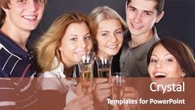  Presentation with champagne - Amazing PPT layouts having group young people drinking champagne backdrop and a  colored foreground