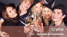  Presentation with champagne - Presentation design consisting of group young people drinking champagne background and a coral colored foreground