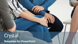  Presentation with psychotherapy - Beautiful theme featuring groupchairs - people at group psychotherapy session backdrop and a ocean colored foreground