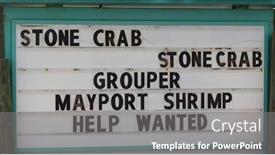 Presentation with grouper - Slides with grouper and stone crab seafood sign background and a gray colored foreground
