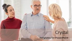  Presentation with race - Slide set featuring groupmate or patient during psychotherapy background and a coral colored foreground