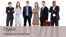  Presentation with young business people - Theme consisting of many small groups - young attractive business people background and a  colored foreground