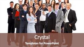  Presentation with young business people - PPT layouts enhanced with many small groups - young attractive business people background and a tawny brown colored foreground