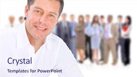  Presentation with social business people network - Beautiful slides featuring many small groups - young attractive business people backdrop and a  colored foreground