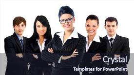  Presentation with young business people - Audience pleasing PPT layouts consisting of many small groups - young attractive business people backdrop and a wine colored foreground