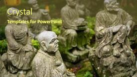  Presentation with groups - Slide deck having groups-of-buddhist-arhat-stone background and a tawny brown colored foreground