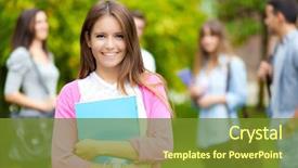  Presentation with groups - Audience pleasing slide set consisting of groups of happy college students backdrop and a tawny brown colored foreground