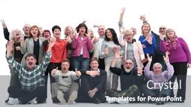  Presentation with groups - Amazing presentation theme having groups-of-happy-mature-people backdrop and a dark gray colored foreground
