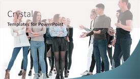  Presentation with groups - Presentation theme with groups-of-young-men background and a lemonade colored foreground