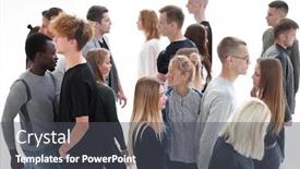  Presentation with groups - Slide set featuring groups-of-young-people-moving background and a dark gray colored foreground