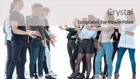  Presentation with groups - Slide set featuring groups-young-men-and-women background and a light gray colored foreground