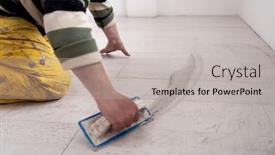  Presentation with ceramic tiles - Cool new slides with grouting-ceramic-tiles-tilers-filling backdrop and a light gray colored foreground