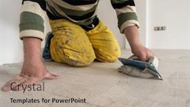  Presentation with ceramic tiles - Cool new PPT layouts with grouting-ceramic-tiles-tilers-filling backdrop and a coral colored foreground