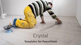  Presentation with ceramic tiles - Amazing PPT theme having grouting-ceramic-tiles-tilers-filling backdrop and a light gray colored foreground