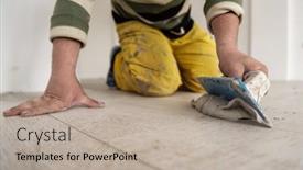  Presentation with ceramic tiles - Slide set having grouting-ceramic-tiles-tilers-filling background and a mint green colored foreground