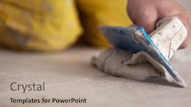  Presentation with ceramic tiles - Audience pleasing presentation design consisting of grouting-ceramic-tiles-tilers-filling backdrop and a mint green colored foreground