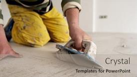  Presentation with ceramic tiles - Presentation theme featuring grouting-ceramic-tiles-tilers-filling background and a mint green colored foreground