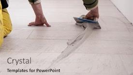  Presentation with ceramic tiles - Beautiful slide deck featuring grouting-ceramic-tiles-tilers-filling backdrop and a light gray colored foreground