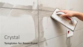  Presentation with ceramic tiles - Slides consisting of grouting-ceramic-tiles-tilers-filling background and a light gray colored foreground