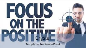  Presentation with focus - Presentation theme with grow mindset - business man pointing the text background and a teal colored foreground