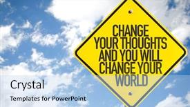  Presentation with thoughts - Presentation design enhanced with grow mindset - change your thoughts and you background and a light blue colored foreground