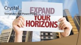  Presentation with hazmat placard - Cool new PPT theme with grow mindset - expand your horizons placard backdrop and a light blue colored foreground