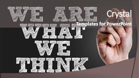  Presentation with think - Cool new presentation theme with grow mindset - hand writing the text we backdrop and a dark gray colored foreground