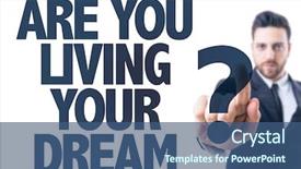  Presentation with potential - Beautiful PPT theme featuring grow potential - business man pointing the text backdrop and a ocean colored foreground