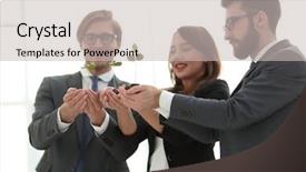 Presentation with first - Beautiful slide deck featuring grow potential - professional business team showing backdrop and a light gray colored foreground