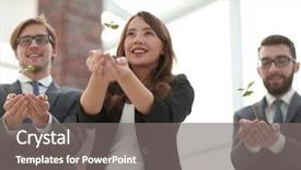  Presentation with first - Amazing PPT theme having grow potential - young businessman holds the first backdrop and a gray colored foreground