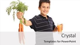  Presentation with carrots - Audience pleasing slide deck consisting of grow vegetable - little kid holding a bunch backdrop and a  colored foreground