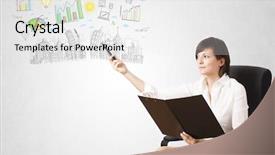  Presentation with sketching - Colorful slide set enhanced with growing business - cute woman sketching city backdrop and a  colored foreground