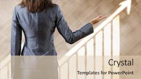  Presentation with real estate growth - Colorful PPT layouts enhanced with growing business - rear view of businesswoman pointing backdrop and a lemonade colored foreground